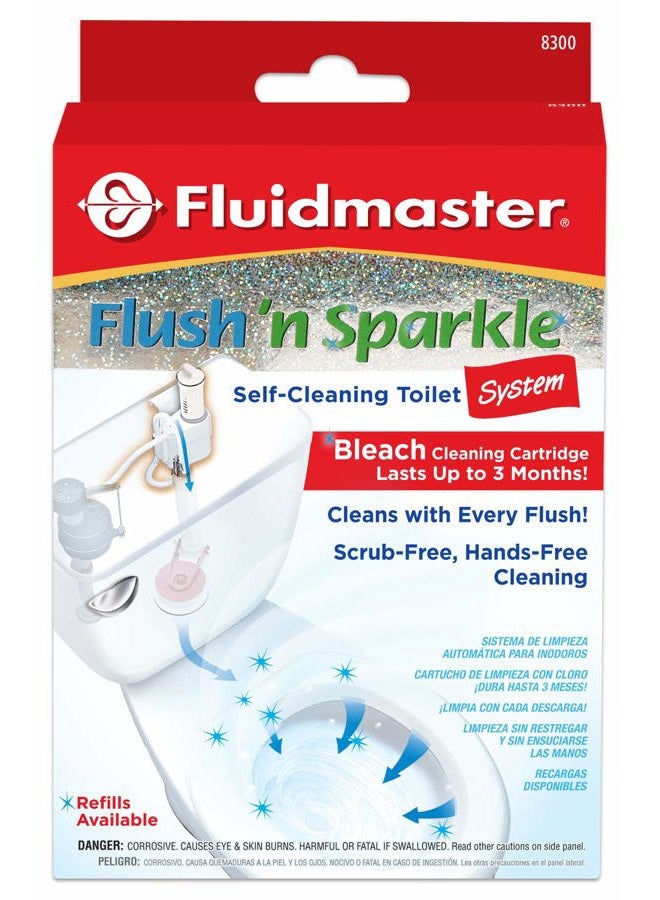Fluidmaster 8300 Flush 'n Sparkle Automatic Toilet Bowl Cleaning System with Bleach Cartridge - Image 1